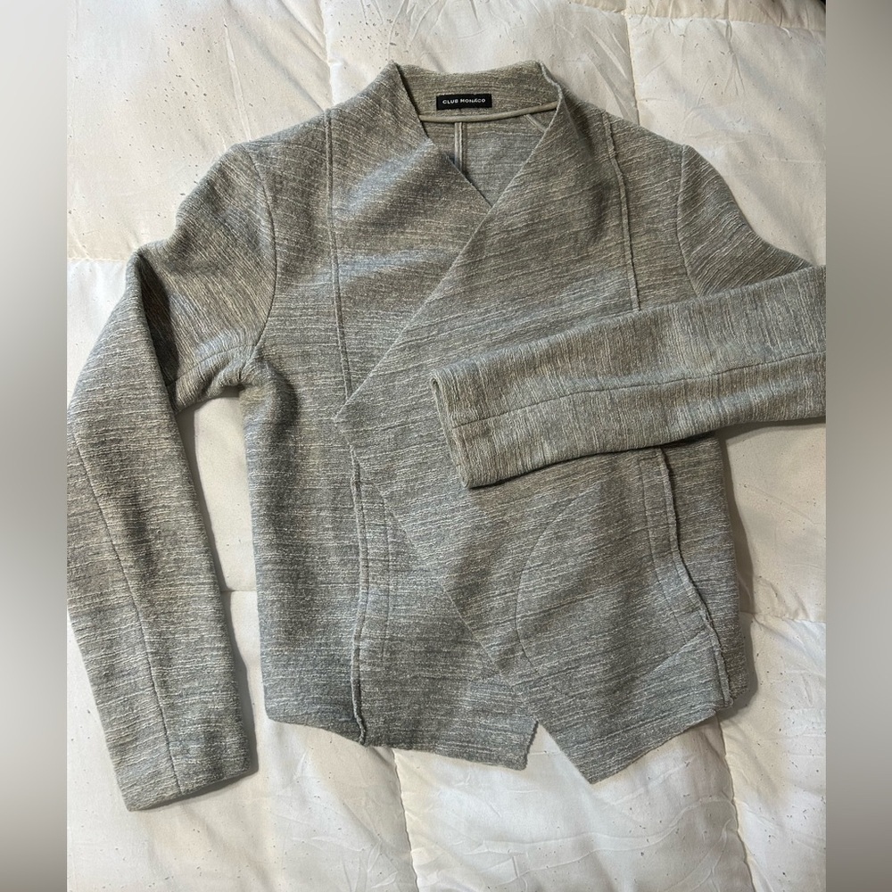 Club Monaco Wool Asymmetrical Cardigan Sweater Jacket